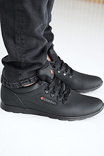 Men's leather sneakers spring-autumn black  2505218 photo №4