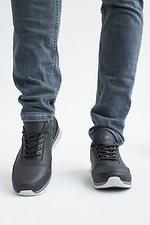 Men's leather sneakers spring-autumn black  2505219 photo №2