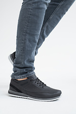 Men's leather sneakers spring-autumn black  2505219 photo №3