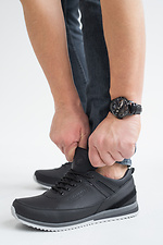 Męskie skórzane sneakersy wiosenno-jesienne w kolorze czarnym  2505219 zdjęcie №4