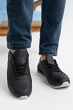 Чоловічі кросівки шкіряні весняно-осінні чорні  2505219 фото №6