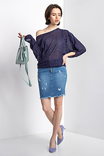 Стрейчева джинсова спідниця міні з рванкой і царапками  4014219 фото №6