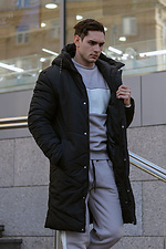 Czarna długa kurtka puchowa na zimę pikowana VDLK 8031219 zdjęcie №1