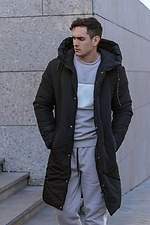 Черная длинная куртка пуховик на зиму стёганая VDLK 8031219 фото №3