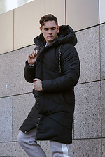 Черная длинная куртка пуховик на зиму стёганая VDLK 8031219 фото №4