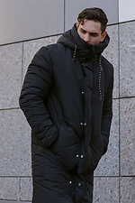 Черная длинная куртка пуховик на зиму стёганая VDLK 8031219 фото №5