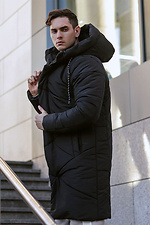 Черная длинная куртка пуховик на зиму стёганая VDLK 8031219 фото №7