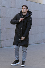 Чорна довга куртка пуховик на зиму стьобана VDLK 8031219 фото №8