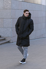 Черная длинная куртка пуховик на зиму стёганая VDLK 8031219 фото №9