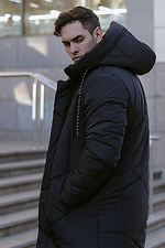Чорна довга куртка пуховик на зиму стьобана VDLK 8031219 фото №11