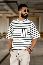 Herren-T-Shirt in Übergröße mit Streifen in Meerschwarz und Weiß Teamv 8034219 Foto №1