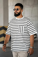 Herren-T-Shirt in Übergröße mit Streifen in Meerschwarz und Weiß Teamv 8034219 Foto №2