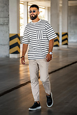 Men's T-shirt Oversized in a stripe Sea Black and white Teamv 8034219 photo №5