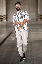 Men's T-shirt Oversized in a stripe Sea Black and white Teamv 8034219 photo №6
