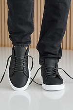 Męskie skórzane sneakersy wiosenno-jesienne w kolorze czarnym  2505220 zdjęcie №2