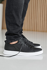 Męskie skórzane sneakersy wiosenno-jesienne w kolorze czarnym  2505220 zdjęcie №3