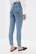 Blaue Jeans mit hoher Taille und Gürtel  4009220 Foto №3
