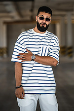 Herren-T-Shirt in Übergröße mit Streifen in Meerblau und Weiß Teamv 8034220 Foto №2