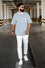 Herren-T-Shirt in Übergröße mit Streifen in Meerblau und Weiß Teamv 8034220 Foto №3