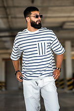 Herren-T-Shirt in Übergröße mit Streifen in Meerblau und Weiß Teamv 8034220 Foto №4