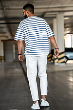 Herren-T-Shirt in Übergröße mit Streifen in Meerblau und Weiß Teamv 8034220 Foto №6