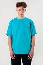 Мужская хлопковая футболка голубого цвета HOT 8035220 фото №3