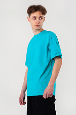 Мужская хлопковая футболка голубого цвета HOT 8035220 фото №4