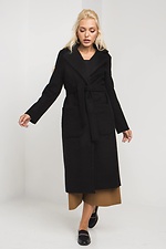 Черное кашемировое пальто ELEN на весну с отложным воротником и поясом Garne 3039221 фото №5