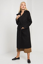 Черное кашемировое пальто ELEN на весну с отложным воротником и поясом Garne 3039221 фото №6