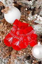 Детские красные новогодние носочки с оленями M-SOCKS 2040222 фото №2