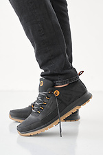 Skórzane sneakersy męskie wiosna-jesień czarno-brązowe  2505222 zdjęcie №1