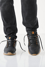 Мужские кроссовки кожаные весенне-осенние черно-коричневые  2505222 фото №2
