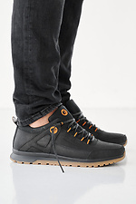 Мужские кроссовки кожаные весенне-осенние черно-коричневые  2505222 фото №3