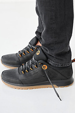 Мужские кроссовки кожаные весенне-осенние черно-коричневые  2505222 фото №4