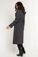 Темно-сіре кашемірове пальто ELEN на весну з відкладним коміром та поясом Garne 3039222 фото №4