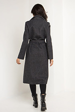 Темно-сіре кашемірове пальто ELEN на весну з відкладним коміром та поясом Garne 3039222 фото №6