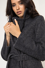 Темно-сіре кашемірове пальто ELEN на весну з відкладним коміром та поясом Garne 3039222 фото №8