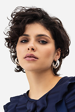 Women's earrings triple silver rings  4515222 photo №2