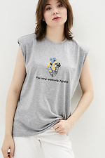 Хлопковая женская футболка с патриотическим принтом и плечиками Garne 9000222 фото №1