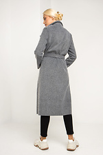 Сіре кашемірове пальто ELEN на весну з відкладним коміром та поясом Garne 3039223 фото №8