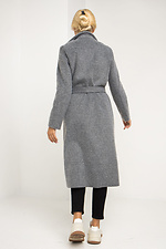 Сіре кашемірове пальто ELEN на весну з відкладним коміром та поясом Garne 3039223 фото №10