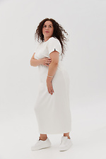 Трикотажное платье в рубчик белого цвета Garne 3041224 фото №12