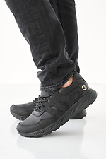 Мужские кроссовки кожаные весенне-осенние черного цвета.  2505225 фото №1