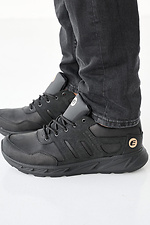 Męskie skórzane sneakersy wiosenno-jesienne w kolorze czarnym  2505225 zdjęcie №4