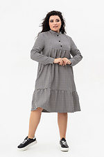 Клетчатое платье с воланом серого цвета Garne 3041225 фото №7