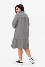 Клетчатое платье с воланом серого цвета Garne 3041225 фото №8