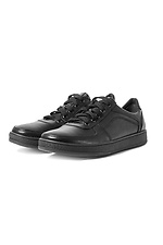 Black Leather Flat Sneakers  4205225 photo №2