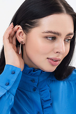 Women's geometric silver earrings  4515225 photo №2