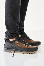 Herren-Ledersneaker Frühling-Herbst in den Farben Schwarz und Oliv 2505226 Foto №3