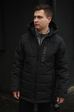 Zimowa wydłużona czarna kurtka puchowa zapinana na zamek i z kapturem VDLK 8031226 zdjęcie №2
